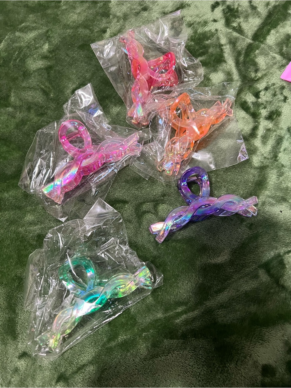 Iridescent Twisted Hair Claw Clips Set(5)